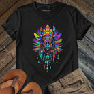 Vibrant shaman on black t-shirt for shamanic guardianship spiritual protection 