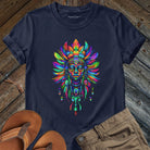 Vibrant shaman on navy t-shirt for shamanic guardianship spiritual protection 
