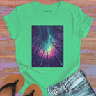 Cosmic mountain landscape with starry sky green t-shirt for wonder and perspective.