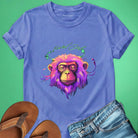 Vibrant pink purple monkey with closed eyes and stillness purple t-shirt for meditation busy mind peace grounding spiritual rest