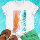 Beach and waves surf blend white t-shirt for healing and coastal peace.