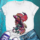 Betta fish with flowing fins white t-shirt for water dance graceful resistance flow adjustment spiritual movement
