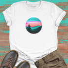 Silhouetted mountain ridges on white t-shirt for mountain meditation stillness nature communion